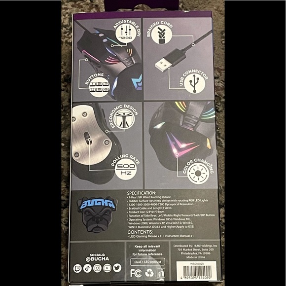 Bugha LED Gaming Mouse PS4 Xbox Nintendo PC - Picture 3 of 6